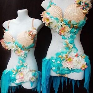 All in one sea mermaid themed rave outfit